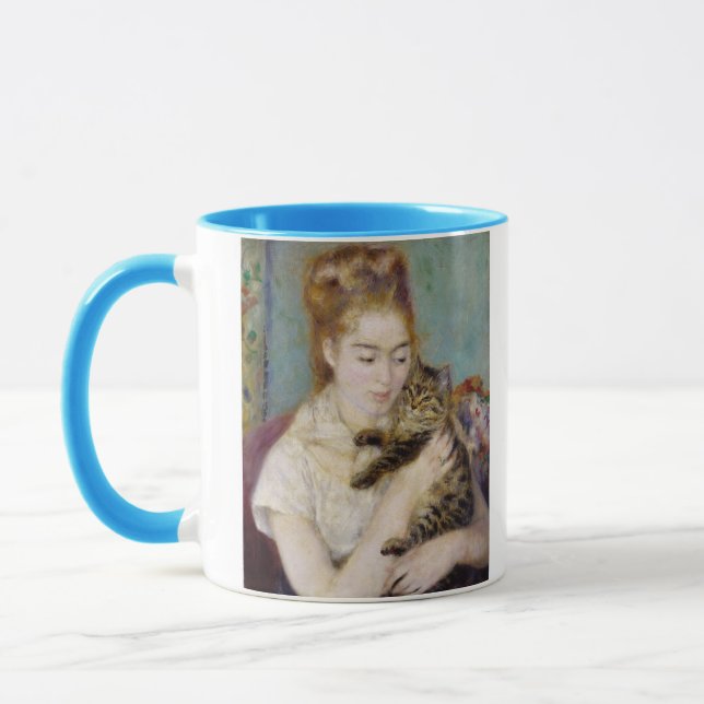 Caneca Pierre uma mulher de Renoir | com um gato (Esquerda)