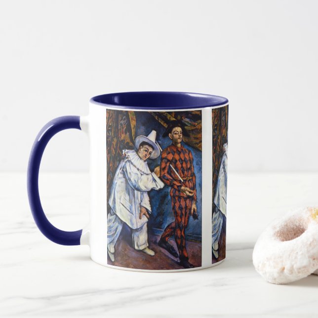 Caneca Pierrot e Harlequim, Mardi Gras de Paul Cezanne (Com Donut)