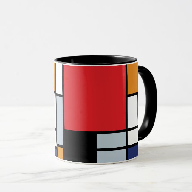 Caneca Piet Mondrian - Composição com Grande Plano Vermel (Frente Esquerda)