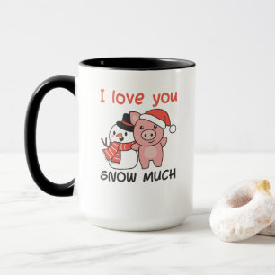 Caneca Pig I Love You Snow Muita Snowman Pun