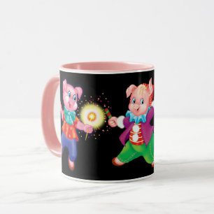 Caneca piglet rosa alegre