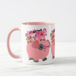 Caneca Piglets de Carregando de porco de cartoon