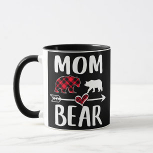 Caneca Pijama Vermelho Xadrez do Urso Búfalo para a Mamãe