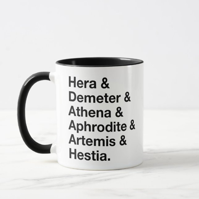 Caneca Pilha de nomes dos 12 deuses da mitologia grega (Esquerda)