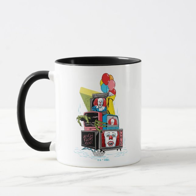 Caneca Pilha de TV Classic Pennywise - Você flutuará muit (Esquerda)