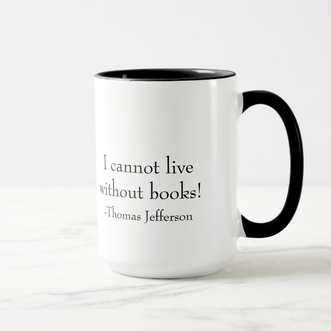 Caneca Pilha velha livro-com de citações de Jefferson (Direita)