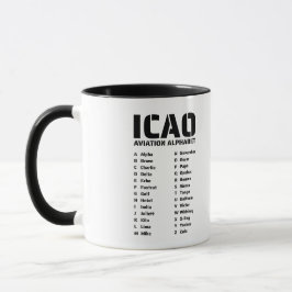 Caneca Piloto de alfabeto da aviação ICAO
