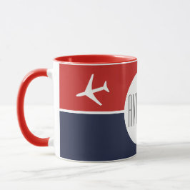 Caneca Piloto de avião de avião de avião branco Funky