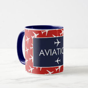 Caneca Piloto de avião de avião de avião branco Funky