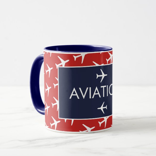 Caneca Piloto de avião de avião de avião branco Funky (Frente Esquerda)