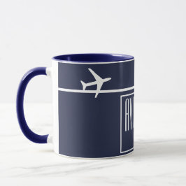 Caneca Piloto de avião de avião de avião branco Funky