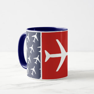 Caneca Piloto de avião de avião de avião branco Funky Voa