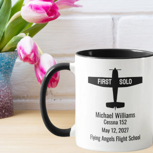 Caneca Piloto Estudante Primeiro Voo Solo Avião Personali