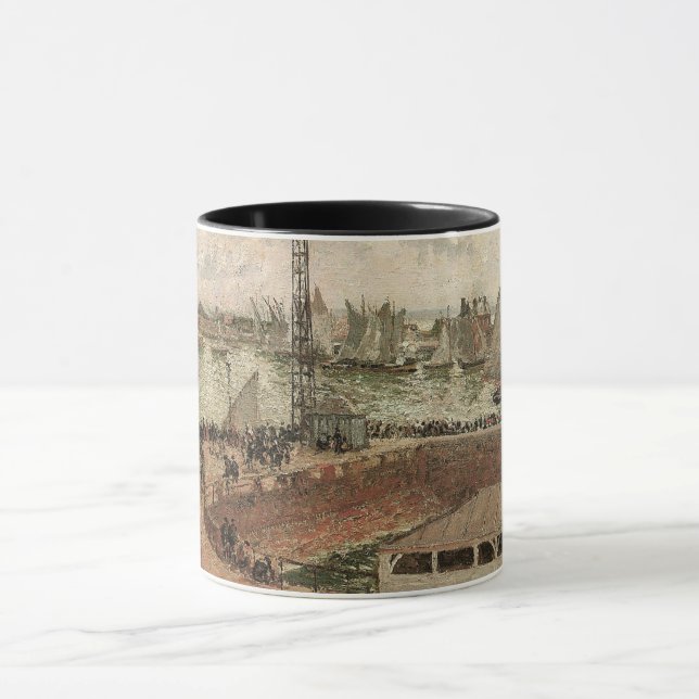 Caneca Pilot's Jetty, Le Havre, Misty de Camille Pissarro (Centro)