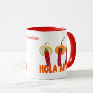 Caneca Pimentos Chili Hola Amigo Funny personalizável