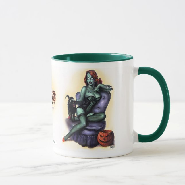 Caneca Pin da menina do zombi do aniversário da arte do (Direita)