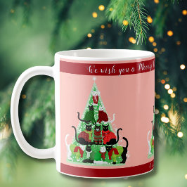 Caneca Pincel Cinto e Árvore de Natal de Gato Verde Perso