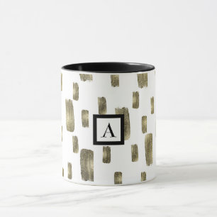 Caneca Pincel de Tinta Moderna Dourado Cobre Bronze Brilh