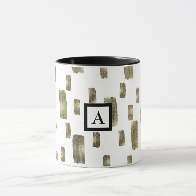 Caneca Pincel Moderno Dourado Bronze Cobre Brilho (Centro)