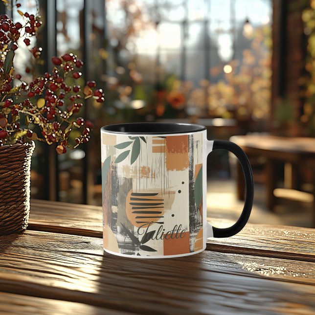 Caneca Pincelada Rústica - Abstrato Terroso Personalizado (Criador carregado)