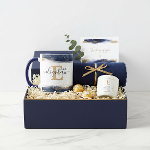 Caneca Pinceladas azuis e douradas elegantes personalizad