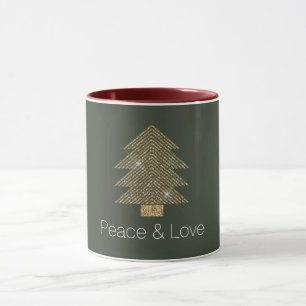 Caneca Pine Green Dourada Glitzy Brilhante Árvore de Nat