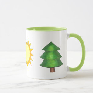 Caneca Pine Tree Sun Mountain Subindo Campo de Subida Nat