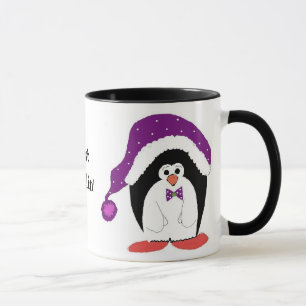 Caneca Pinguim com um Chapéu Roxo