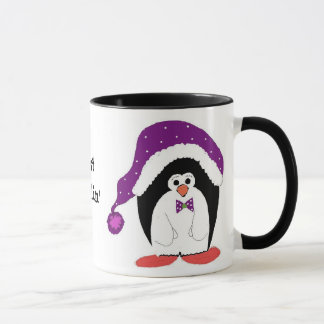 Caneca Pinguim com um Chapéu Roxo