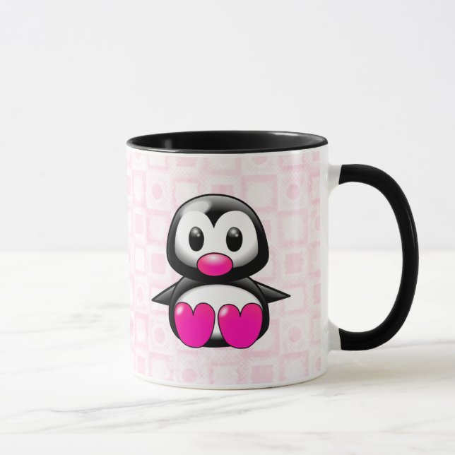 Caneca Pinguim cor-de-rosa bonito (Direita)