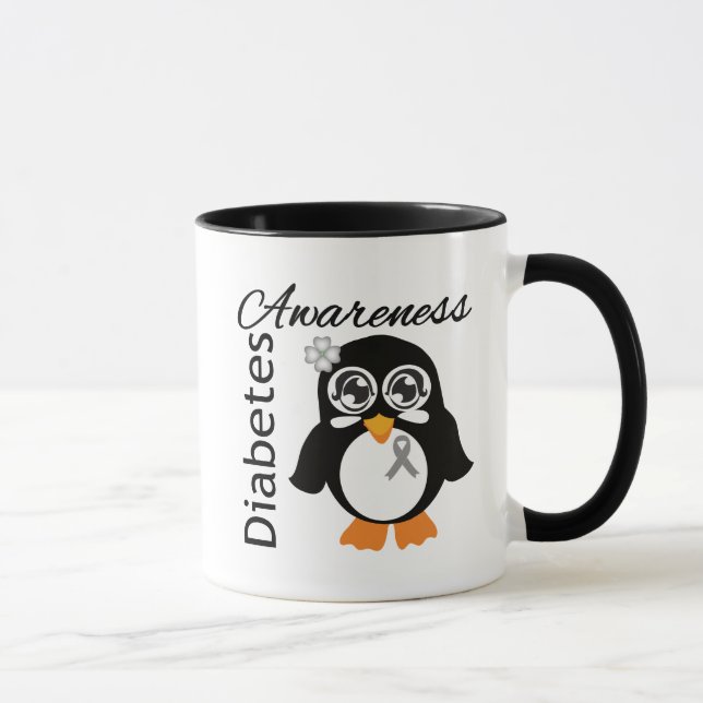 Caneca Pinguim da consciência do diabetes (Direita)