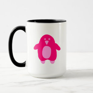 Caneca Pinguim de Cartoon Rosa