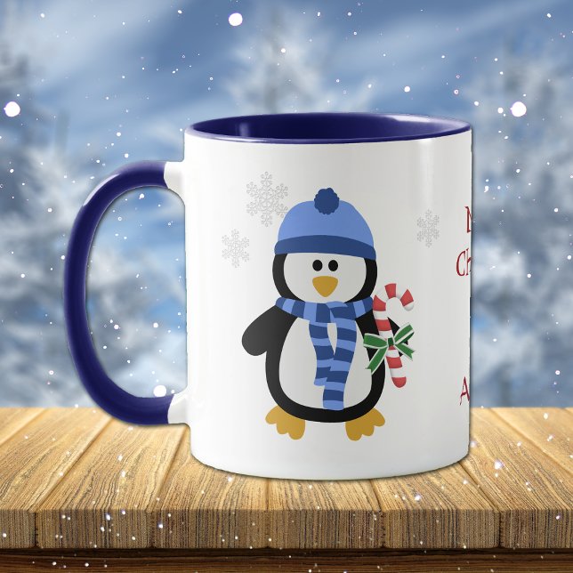 Caneca Pinguim de Natal Azul (Criador carregado)