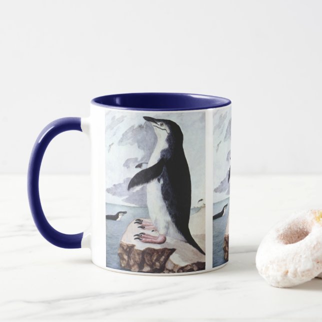 Caneca Pinguim-de-queixo-preto, Aves Antigas da Antártida (Com Donut)
