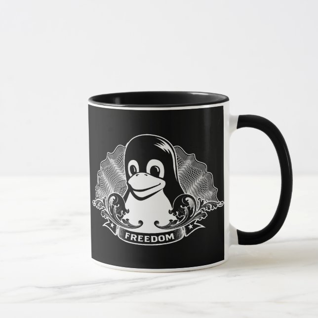 Caneca Pinguim de Tux - (Linux, Open Source, Copyleft, (Direita)