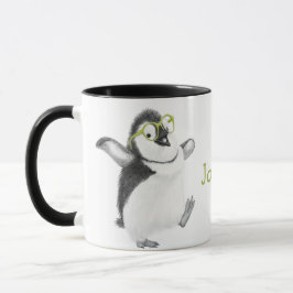 Caneca Pinguim personalizado com alça preta