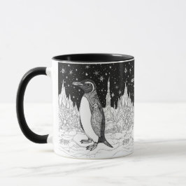 Caneca Pinguin im Eis unter nächtlichem Sternenhimmel