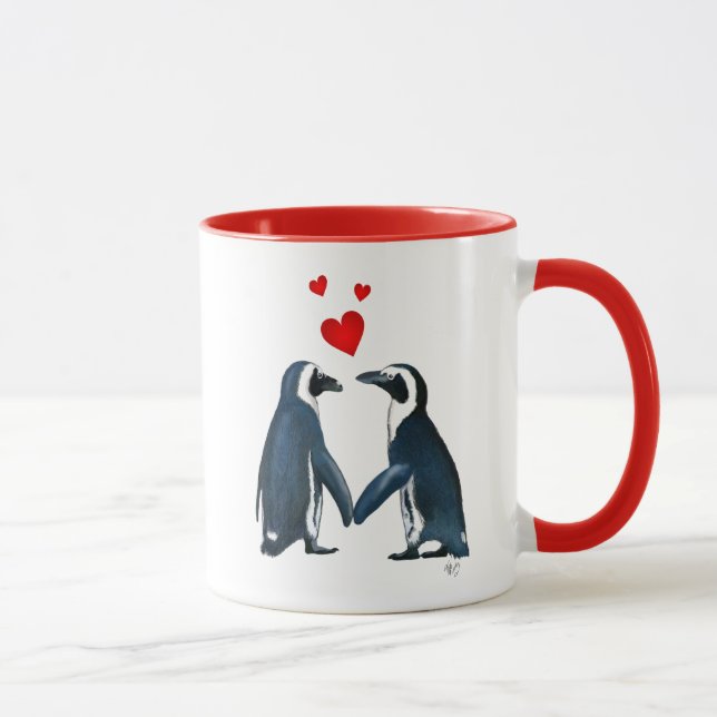 Caneca Pinguins Com Corações De Amor (Direita)