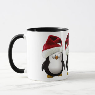 Caneca Pinguins felizes, chapéus de Papai noel