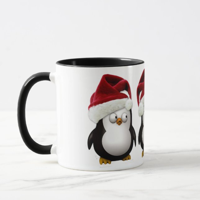 Caneca Pinguins felizes, chapéus de Papai noel (Esquerda)