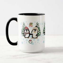 Caneca Pinguins Festivos Adoráveis Natal Terra de Encanta