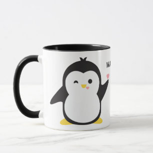 Caneca Pinguins fofos de nome personalizado