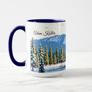 Caneca Pinheiros Cobertos de Neve no Inverno de Yellowsto