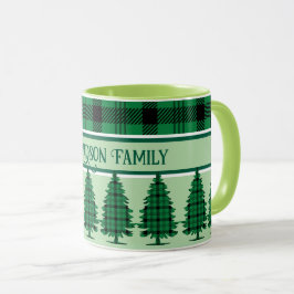 Caneca Pinheiros de Tartan Preto Verde