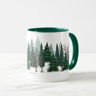 Caneca Pinheiros verde floresta natureza Natal Feriado 
