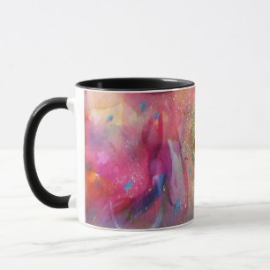 CANECA PINK ABSTRATO AZUL COM RUBY VERMELHA