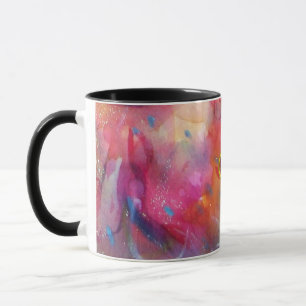 CANECA PINK ABSTRATO AZUL COM RUBY VERMELHA