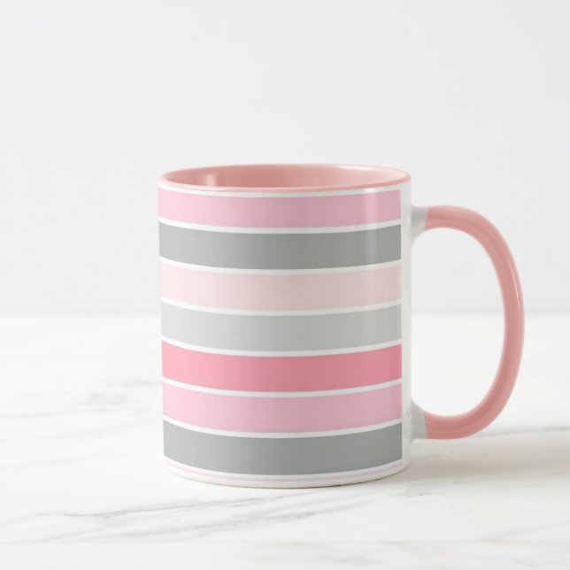 Caneca Pink and Grey Stripes (Direita)
