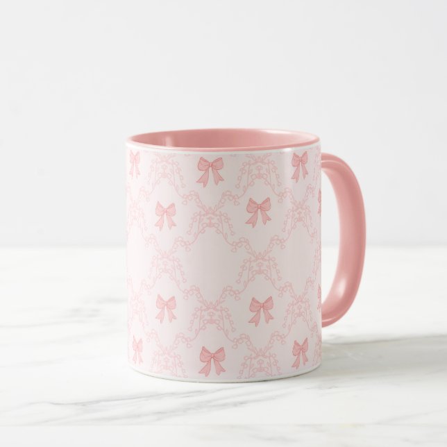 Caneca Pink Bow Aesthetic Notebook – Cute & Feminine Jour (Frente Esquerda)