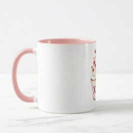 Caneca Pink Bow Red Hearts Cupcake Birthday
